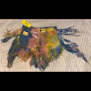 Colorful Daisy Duke Denim Shorts with Tassels
